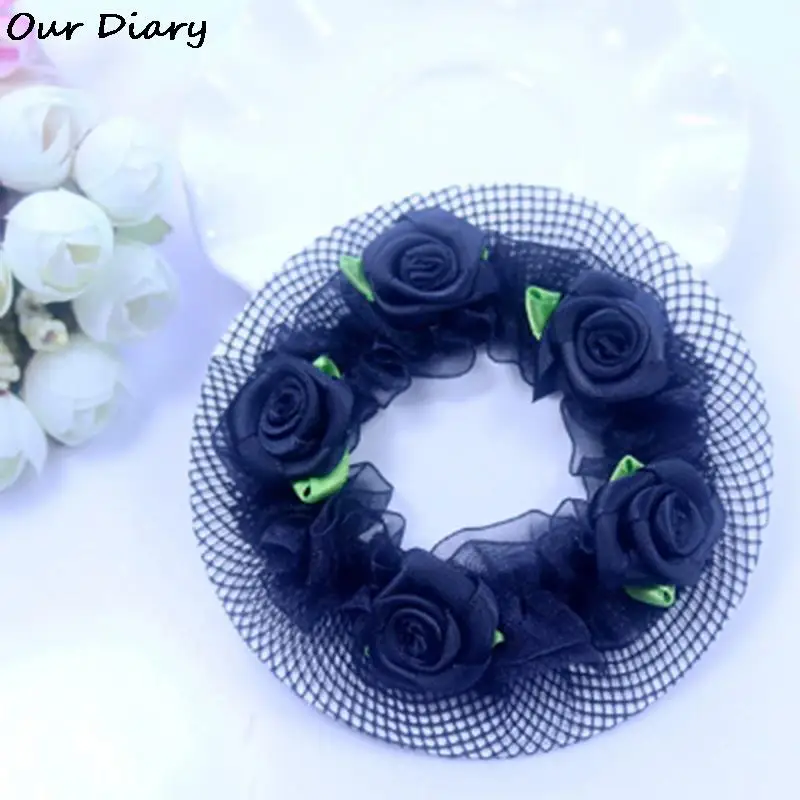 

5 Colors Hair Bun Cover Flower Bun Hair Nets Dancewear Hair Accessories For Girls' DancersrCute Kids' Bun Net