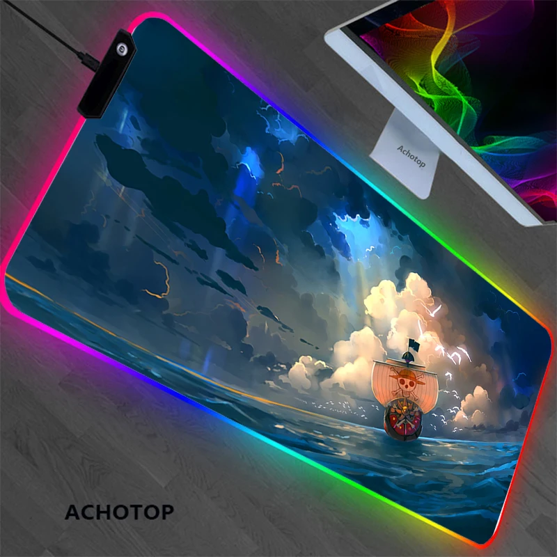 Увеличенный коврик для игровой мыши, клавиатуры, со светодиодной подсветкой RGB, в стиле аниме