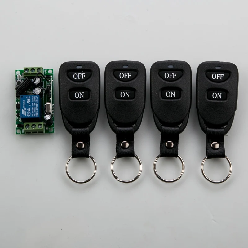 

Hot Sales DC12V 1CH 10A 1CH 315/433 MHZ Wireless RF Remote Control Switch Teleswitch 4*Transmitter+ 1*Receiver