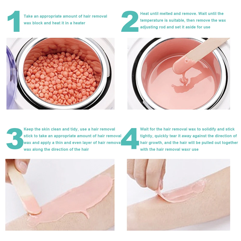 Hair Removal Wax Hard Wax Beans Hair Removal Tool Wax Beans Solid Hair Remover No Strip Depilatory Hot Film Hard Wax Bead Hair Removal for Body Eyebrow Bikini Face Leg