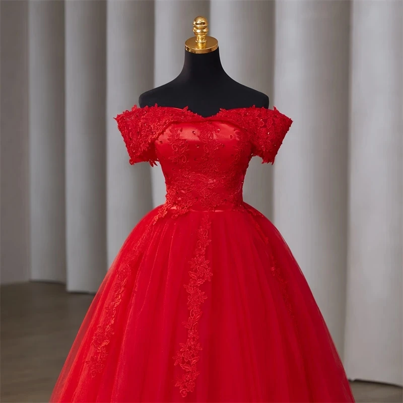 Y&M Novias Red Quinceanera Dresses New Sweet Party Dresses Pearls Ball Gown Classic 15 Year Old Dress Pluse Size