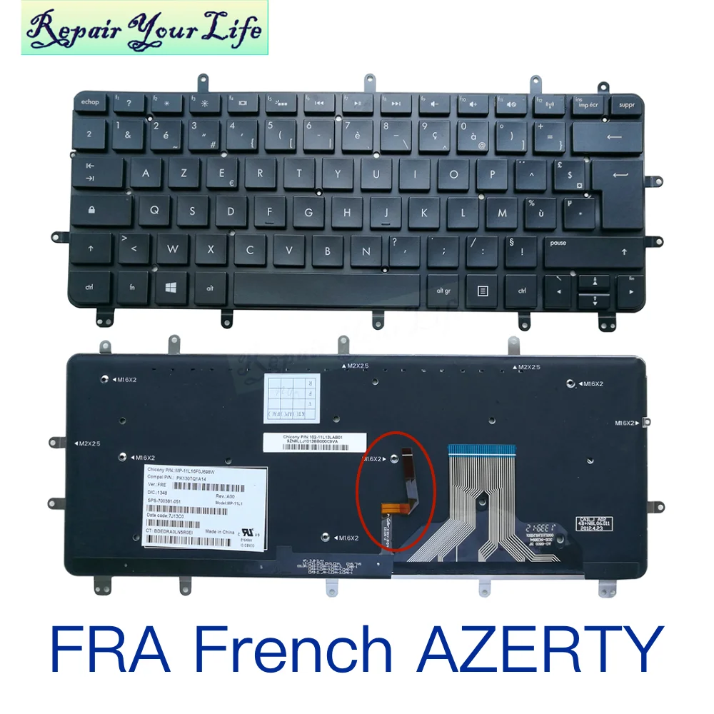 Teclado Retroiluminado para hp Spectre xt Pro 13b000 132000 2200 2300 2100 Ultrabook Itália Bélgium Azerty Italiano Francês - Imagem 2