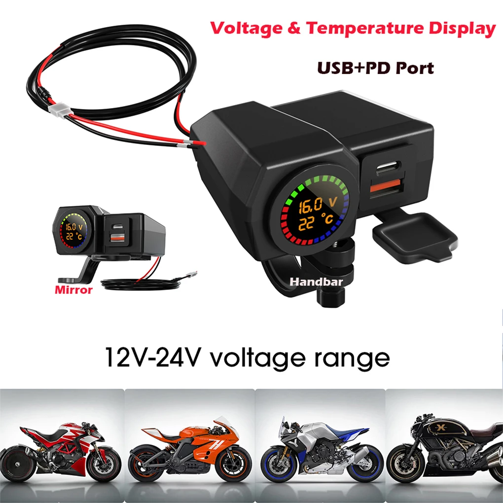 

Plastic Motorbike Double USB Charger Type-C PD Interface Voltage Testing Cellphone Overvoltage Protection Power Socket