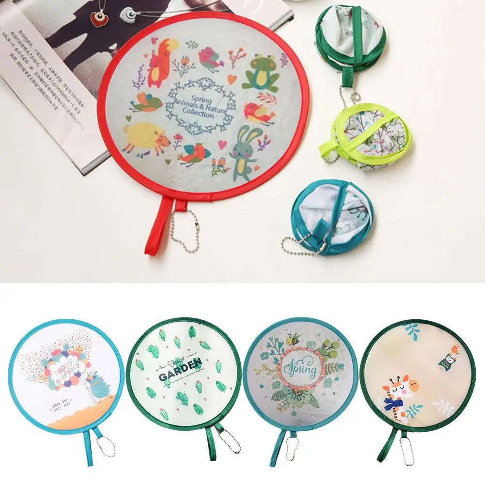 Mini Portable Folding Fan Portable Cartoon Pocket Cloth Creative Fans Embroidery Fan Foldable Gift Silk Round Flower R6O0 Portable Fan Folding Fan Hand Fan