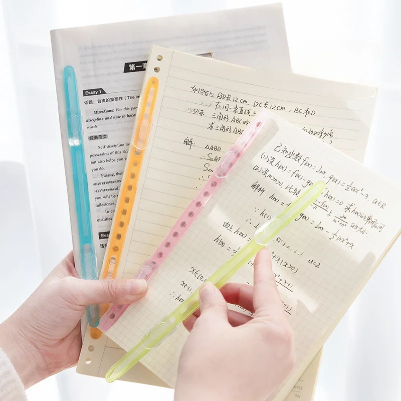 

Loose Leaf Paper Folder File Double Hole Binding Clip Plastic Test Paper Storage Page Holder Clamp Office School Supplies