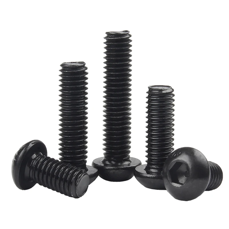 100/ 50/ 20/ 10/ 5/ 2/ 1pcs M1.6 M2 M2.5 M3 M4 M5 M6 M8 M10 M12 Grade10.9 Hex Socket Round Button Head Screws ISO7380