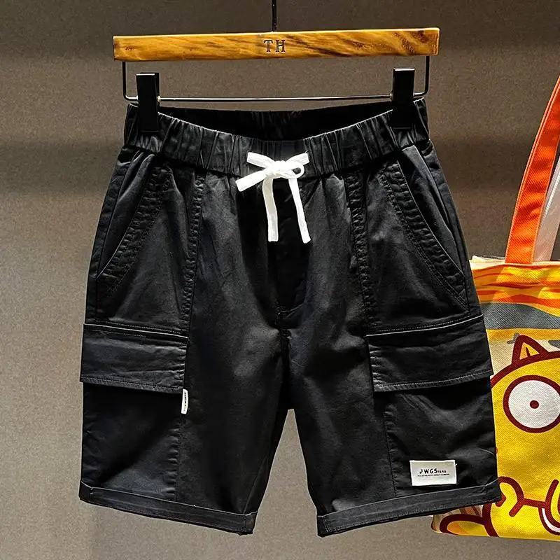 2024 New Men's Shorts Summer Loose Trendy Elastic Waist Fashion Japanese Style Street Work Casual Shorts