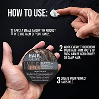 Pâte à cheveux finition mate pour hommes, à base d'eau, Texture mate, coiffeur, pommade en argile, idéale pour tous les cheveux masculins 3