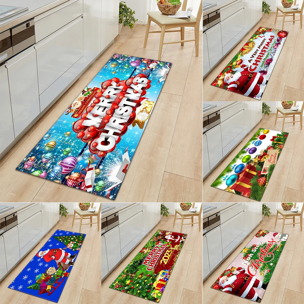 

Рождественский кухонный ковер, коврик для входной двери, для гостиной, спальни, украшение для пола, для прихожей, ванной, нескользящий