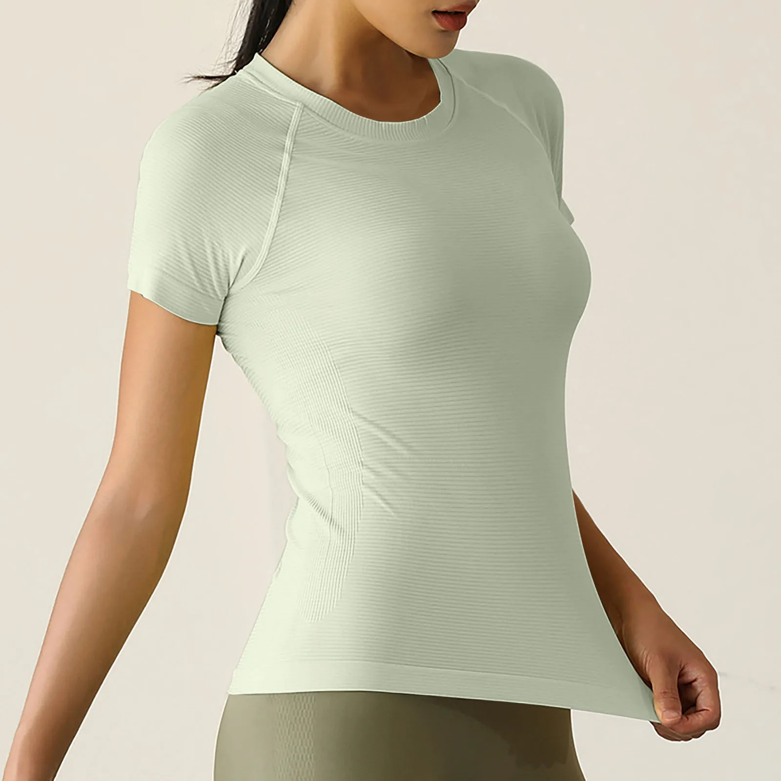 

Женская спортивная одежда, спортивные топы, одежда для фитнеса, летняя тонкая дышащая одежда для йоги, быстросохнущие облегающие повседневные топы с коротким рукавом