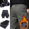 Fleece Pants Mens Soft Fit Straight Korean Fashion Male Casual Pants Business Simple Classic Outdoor Jogging Thick Warm Trousers