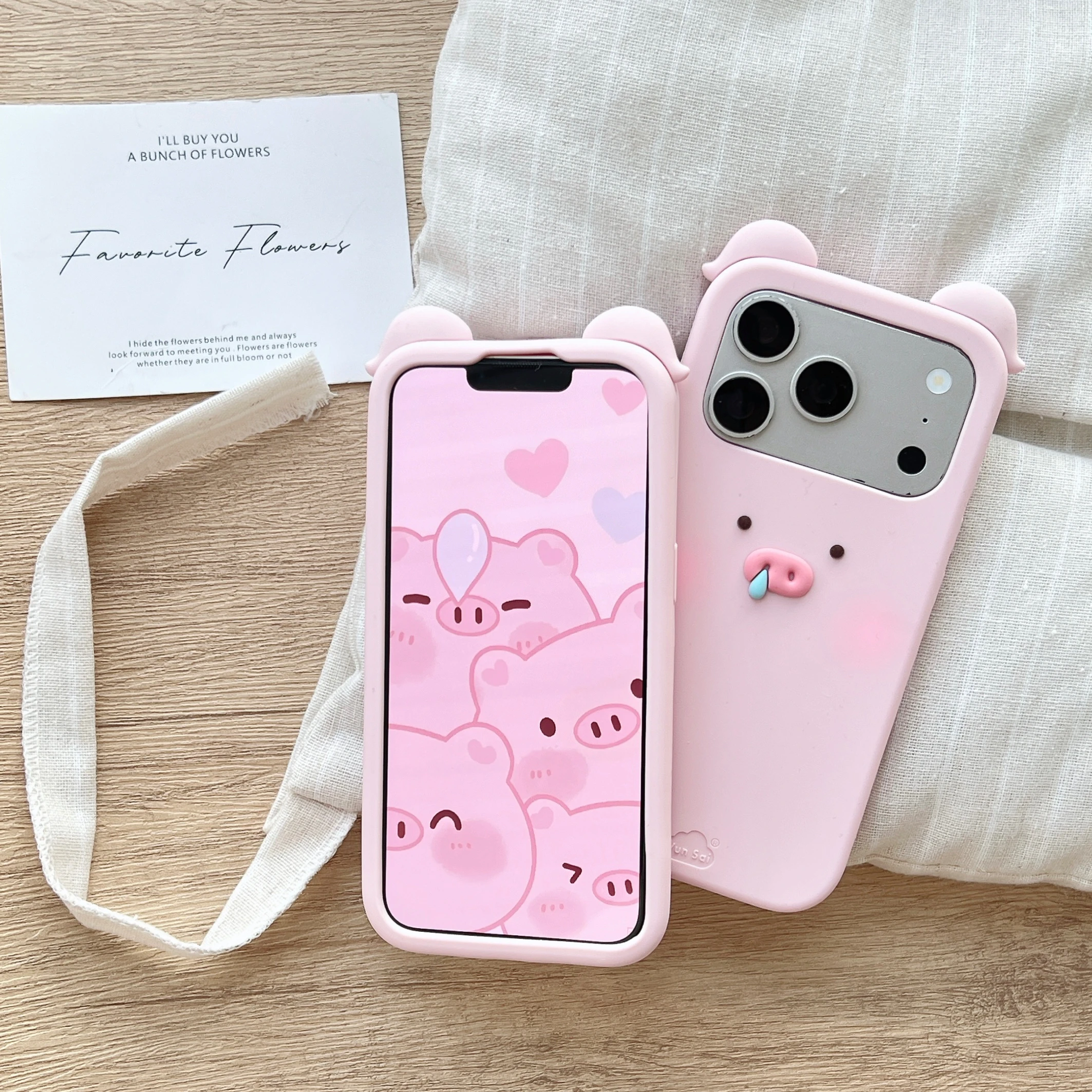 Charming Pink Pig 3D Cartoon Soft Silicone Phone Case