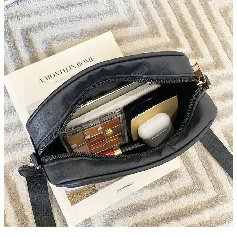 Crossbody Bag Womens Horizontal Square Rolling Camera Collar Grid Crossbody Phone Bag