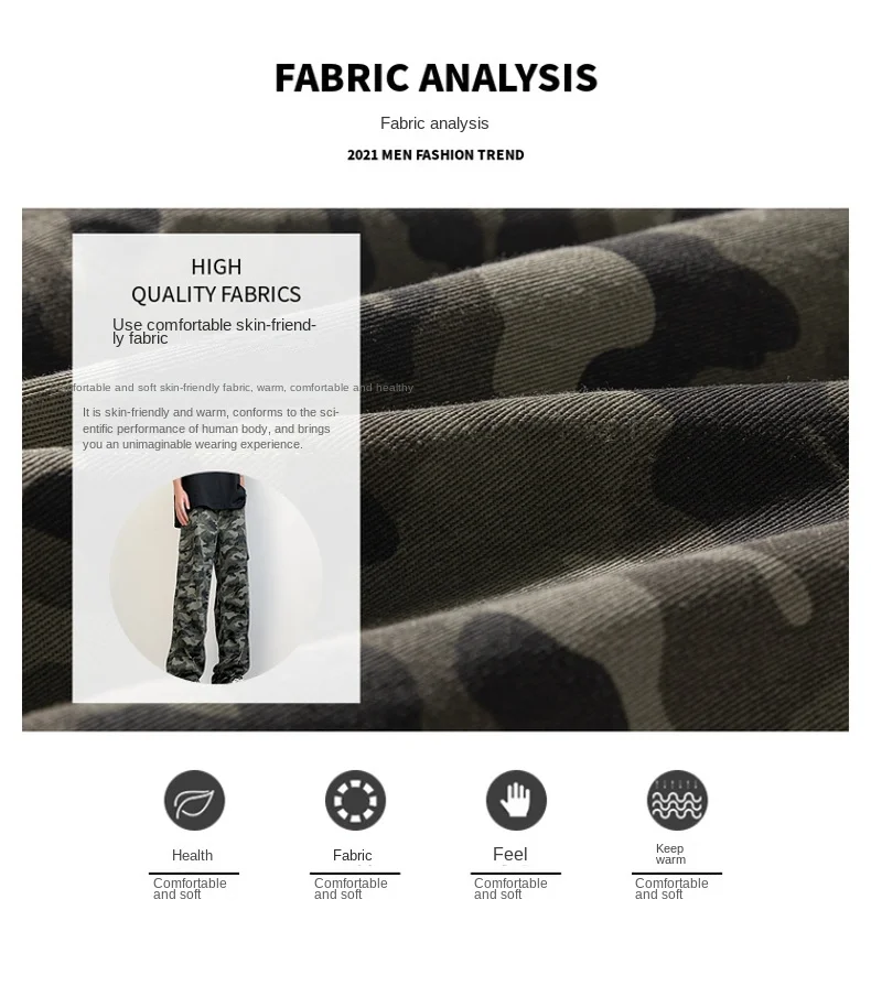 Camouflage Cargo Pants Unisex Y2K Retro 100 Cotton Multi-Pocket Wide Leg Pants Men's Tactical Street Clothing Straight Leg Pants