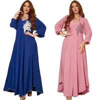 2023 New African Women Fashion Dress Long sleeved floral Embroidery Dubai Muslim Moroccan Turkey Islam Elegant Maxi Dresses 1