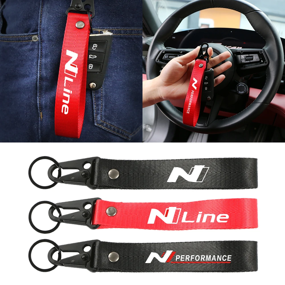 Per Hyundai I20N I30N Veloster Kona Nline Tucson Sonata Elantra Car Keytags Strap Keychian Auto Badge Nylon Metallo Portachiavi