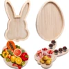 Easter Bunny Tray Wood Food Plate Fruit Serving Bread Display Wooden Spring Decor Kids Child Cake Decorations Easter Supplies 3