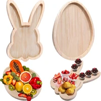 Easter Bunny Tray Wood Food Plate Fruit Serving Bread Display Wooden Spring Decor Kids Child Cake Decorations Easter Supplies 1
