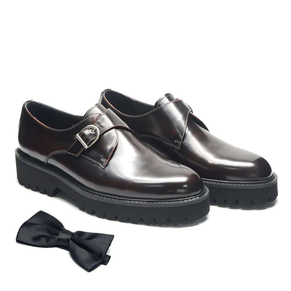 Autumn Winter Men's Dress Sneakers Monk Strap Elevator Shoes Genuine  Leather Single Buckle Height Increasing Casual Footwear - AliExpress 322
