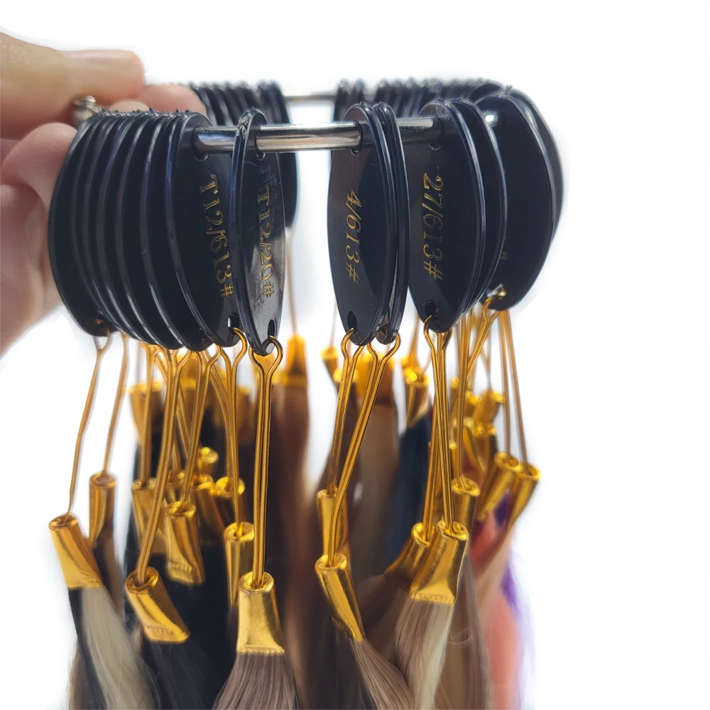 Color Ring/Wheel/Chart With 43 Sample Human Hair Extensions And Salon Hair Dyeing Sample Chart Swatches Rings