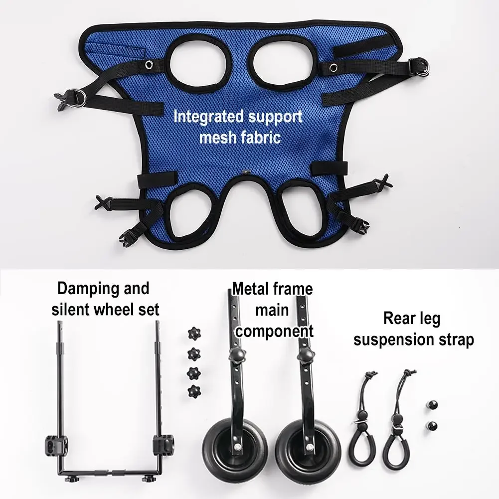 Pet Wheelchair Cart Adjustable Pet Cat Dog Rehabilitation Walking Wheels Aids Mobility Assistance Light Walk Tools