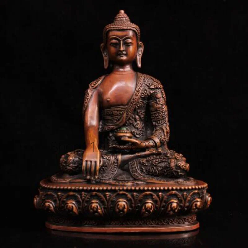 

22cm Chinese Tibet Bronze Buddha Statue Brass Sakyamuni Buddha Statue