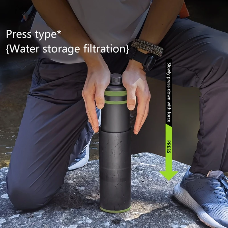 Water Purifier Bottle With Filter For Hiking, Camping, Survival, Travel-ABS Material, Portable Outdoor Water Filter-N58