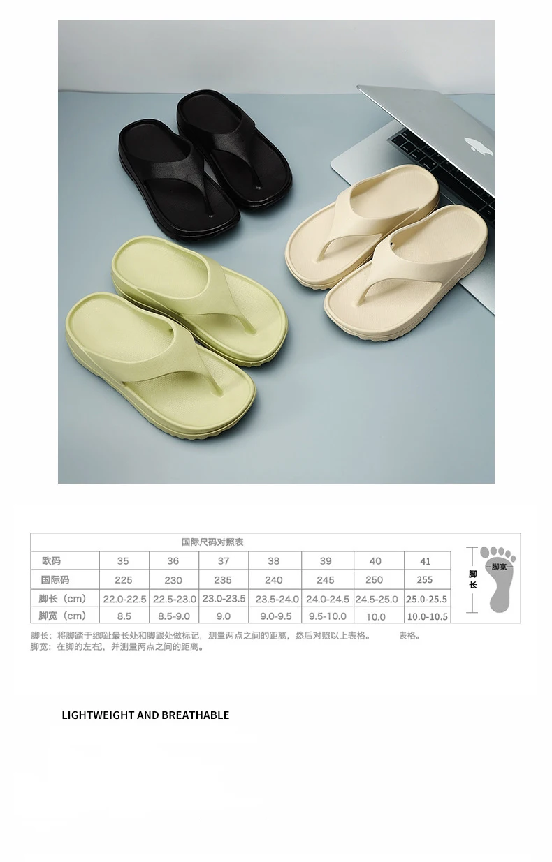 Gacimy Women Thick Sole Flip Flops Summer New Non-slip Beach Slippers Fashoin Outdoor Thick Sole EVA Sandals Casula Home Slides
