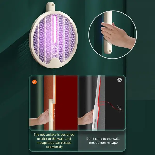 Fly Swatter Electric Zapper Usb Újratölthető Légy Ütő Összecsukható 3000 V -Os A Buggs For - Image 3