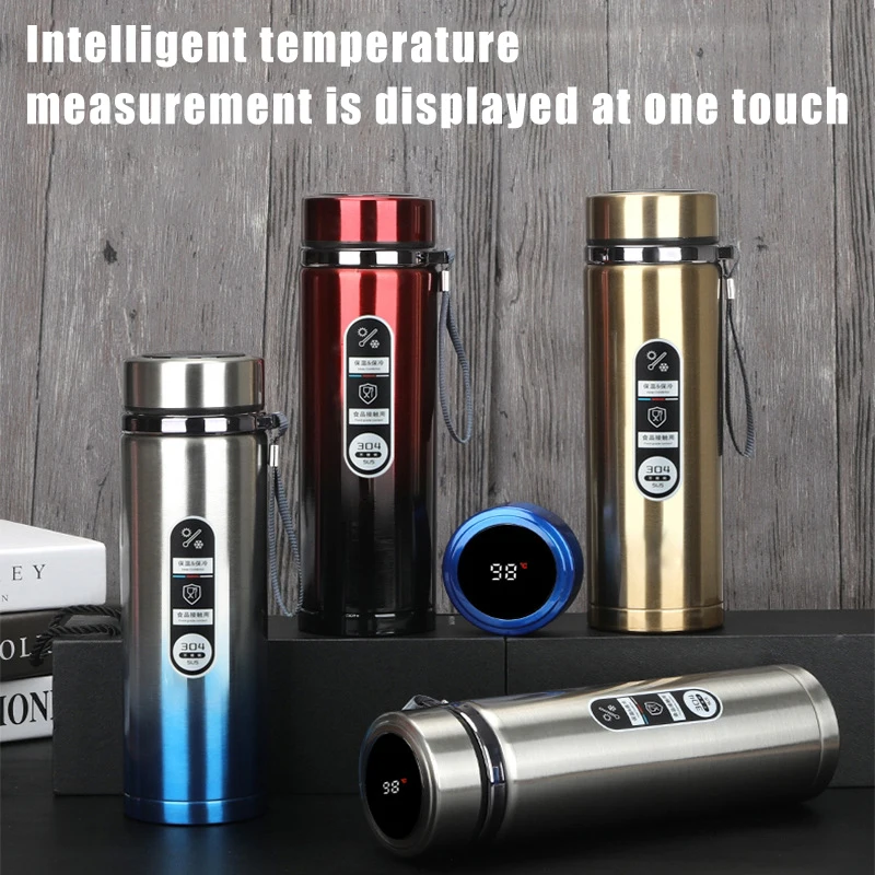 

High Capacity Smart Thermos Mug, Stainless Steel Tumbler, Insulated Water Bottle, Vacuum Flask for Office, Tea Cup, 350-1000ml