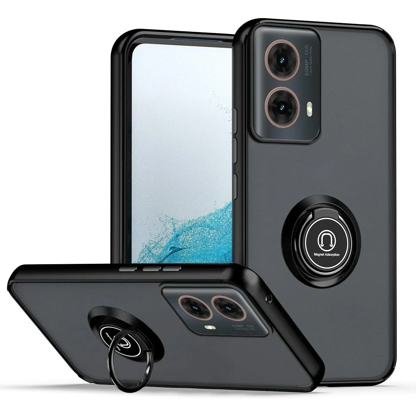Enhanced Armor Matte Case with Ring Holder - Shockproof Protective Cover