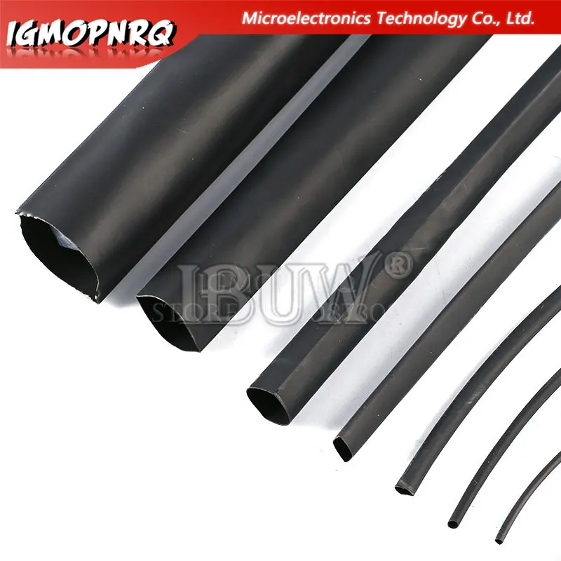 5Meters/LOT Heat Shrink Tubing 1mm 1.5mm 2mm 3mm 4mm 5mm 6mm Black Insulation Sleeve
