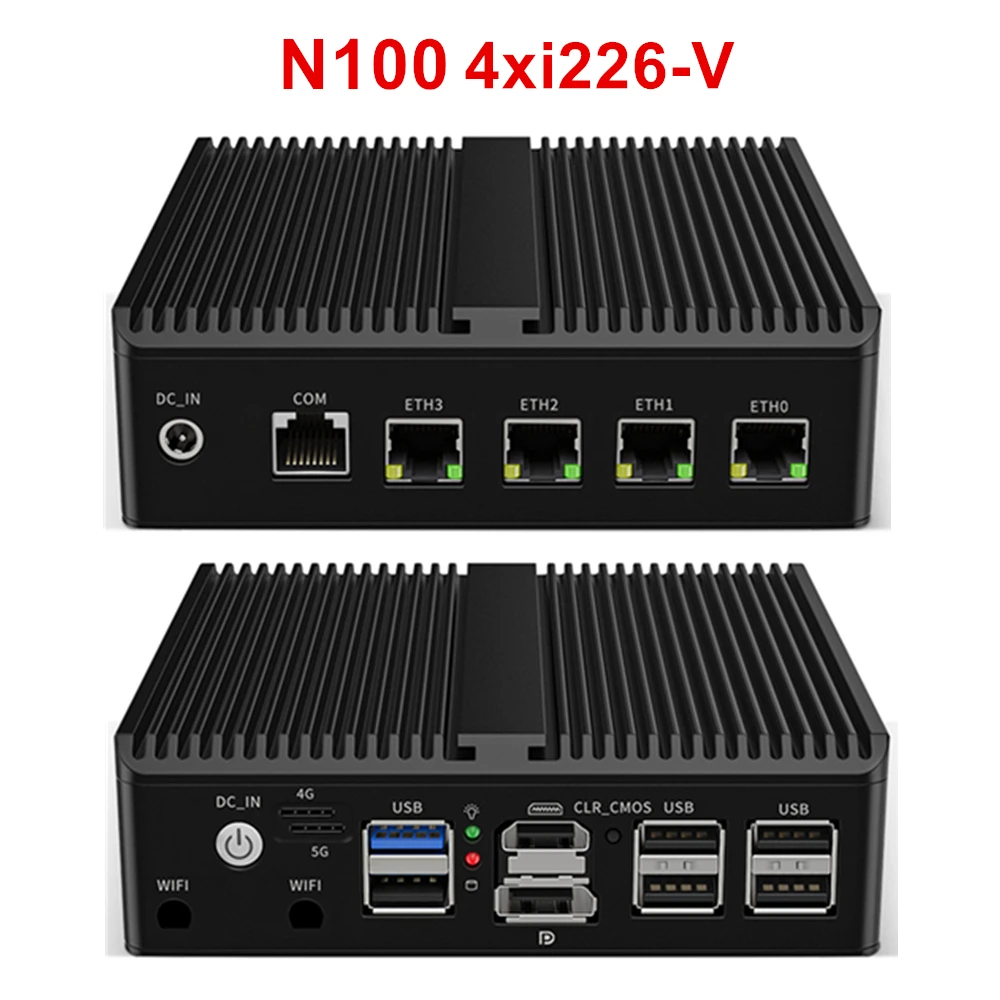 Mini PC industriel sans ventilateur, routeur pare-feu Intel 12e Isabel,  N100, N5105, N5100, 4x2.5G, i226, i225, LAN NVMe, HDMI2.0, OPNsense, PVE,  ESXi - AliExpress