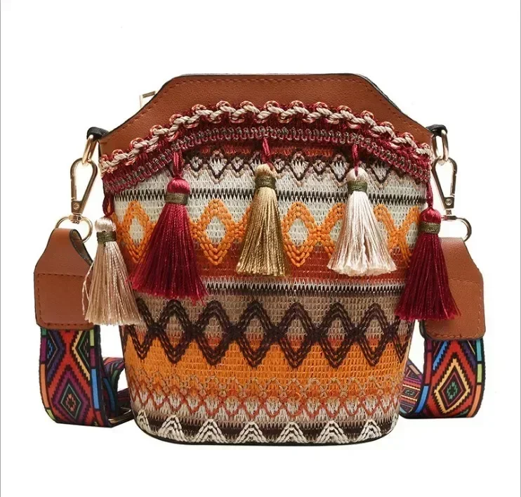 Vintage Women's Bag Tassel Ethnic Handwoven Crossbody for Lady Bag Hippie Sling Shoulder Bags for Ladies Handbag сумка женская 10