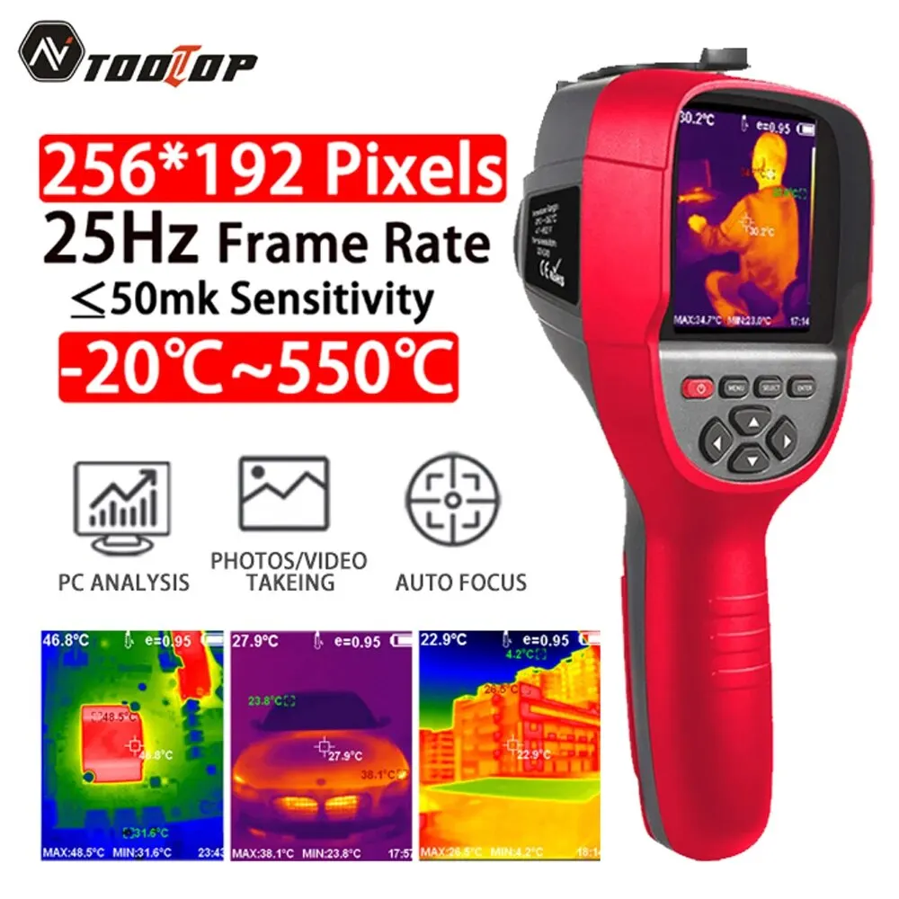 TOOLTOPET692CProfessionalThermalImagingCamera256192HandheldThermalImagerforPipeline