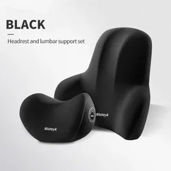 Enhanced Memory Foam Car Neck and Lumbar Support Set (Black Set)