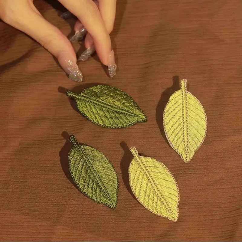 Embroidery Green Leaf Hairpin Women Bangs Side Duckbill Clip Fresh Spring Summer Fairy Hair Clips Sweet Cute Girls Headwear