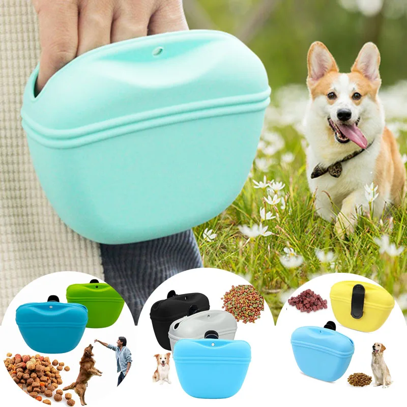 Dog Treat Bag Silicone Dog Treat Bag Pet Portable Dog Training Waist Bag Outdoor Feeder Puppy Snack Pouch Food Reward Storage Pet Supplies