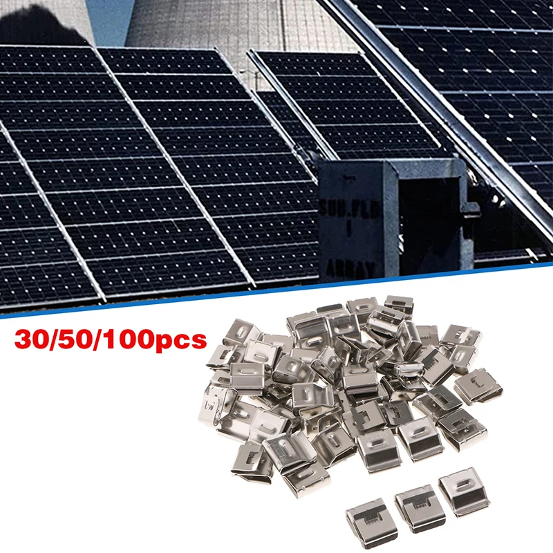 30/50/100Pcs Clip Per Cavi Del Pannello Solare Clip Per Cavi Del Telaio Del Rimorchio In Acciaio Inossidabile Morsetti Per Cavi Fotovoltaici Per Cabla