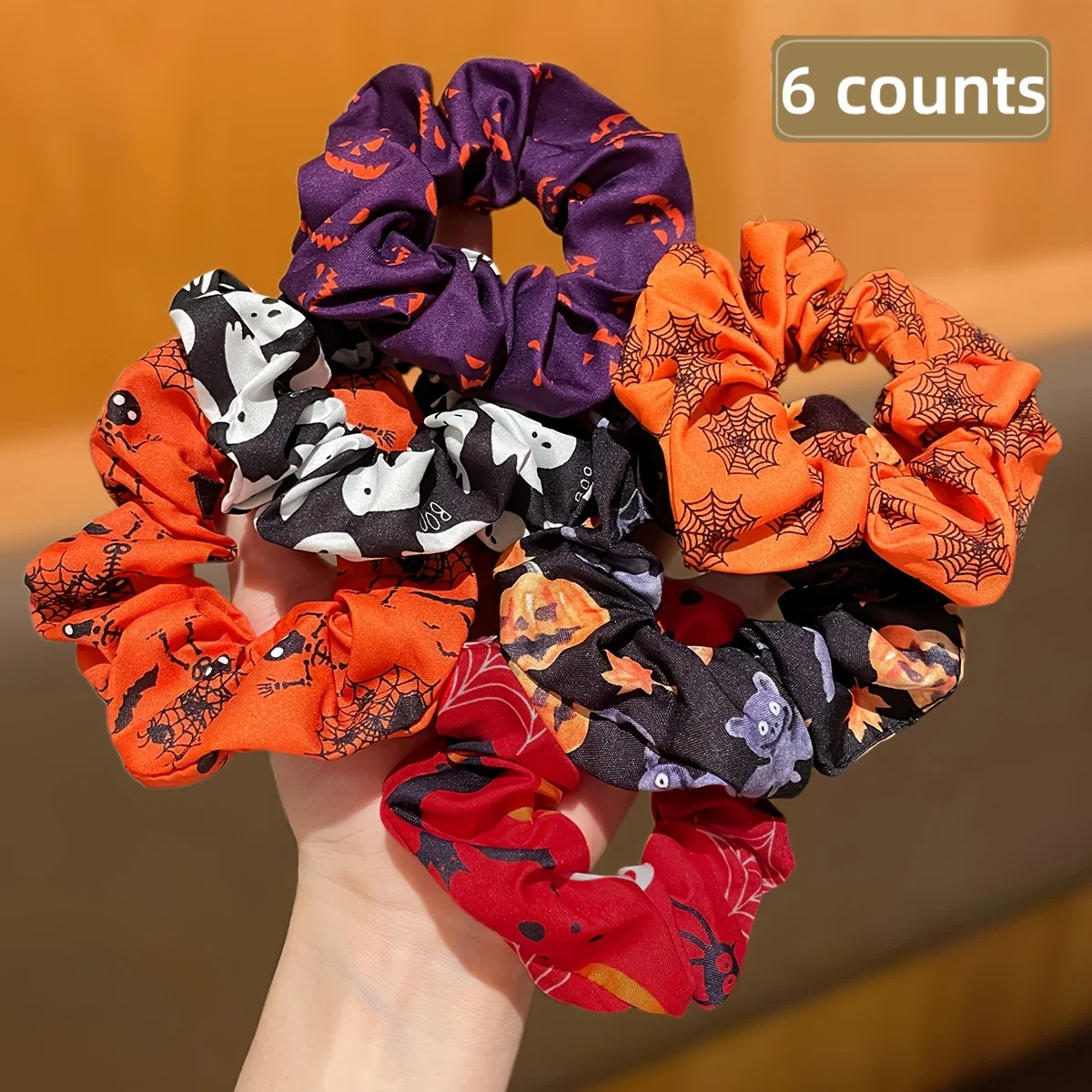 6 pieces of women's style, modern and fashionable, Halloween hair accessory, set of circular hair rings.