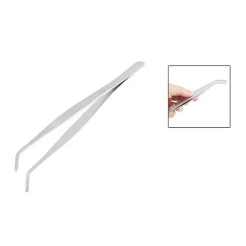 20Cm Angled Slanted Tip Metal Curved Tweezer Silver Tone & 5.5 Inch Long  Silver Tone Stainless Steel Round Tip Tweezers - AliExpress