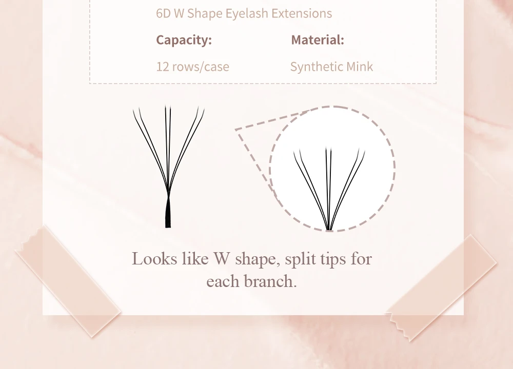 NAGARAKU Double Tips 3D W Eyelash Extension,YY/W Shape Eyelashes