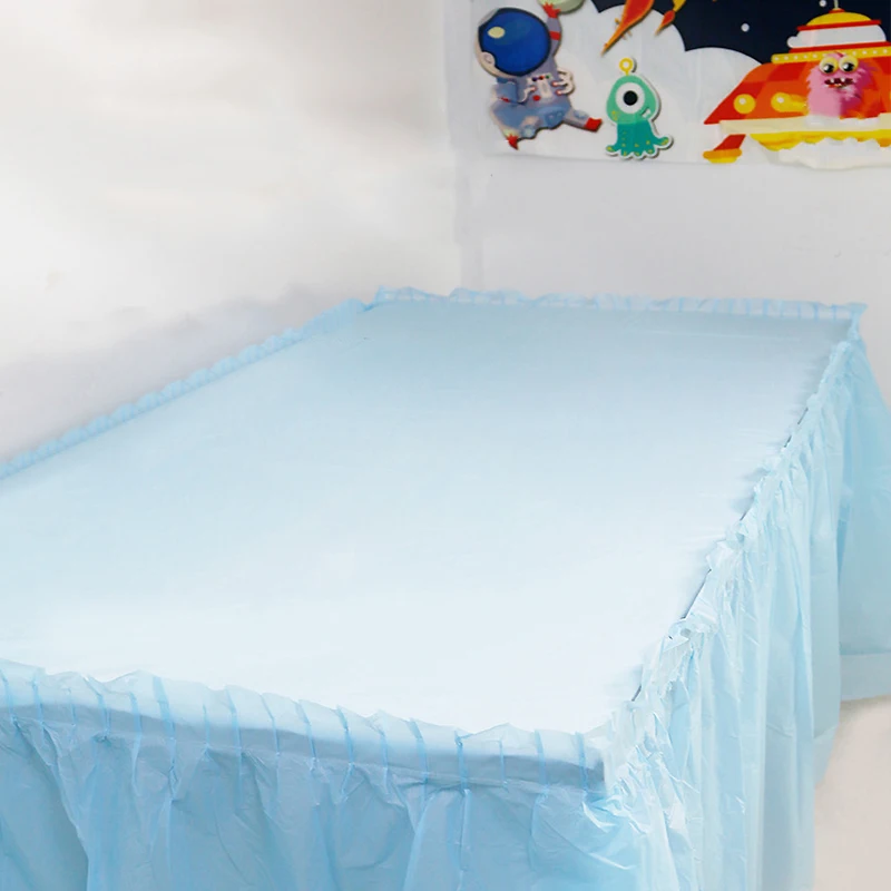 Disposable plastic tablecloth and table skirt set rectangular waterproof oil proof for birthday banquet party