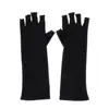 1Pair Sunscreen Protection Fingerless Long Gloves Women Arm Cool Summer Solid Mittens Half Finger Sleeves Black White Nude 6