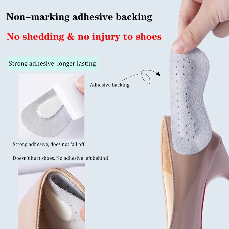 2pairs Cowhide Suede Heel Pads Insoles Patch Sticker Pigskin Pain Relief Anti wear Cushion Feet Care Heel Protector Shoe Inserts