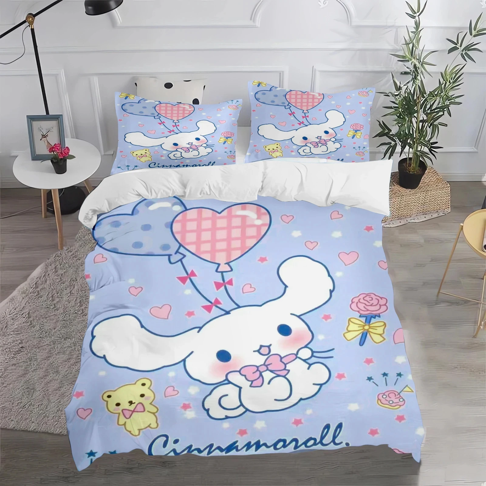 

Sanrio Cute Cartoon Duvet Cover Animation Warm Set Bedding Bedroom Room Decoration Large Single Double Bed Size 3d Printing