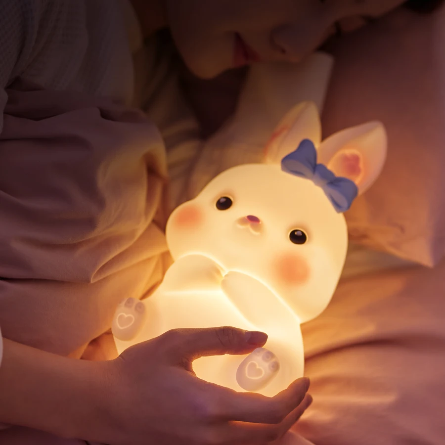 LED Nachtlicht für Kinder Touch Sensor Bunt Farben Hase Happy Rabbit Lampe NEU 