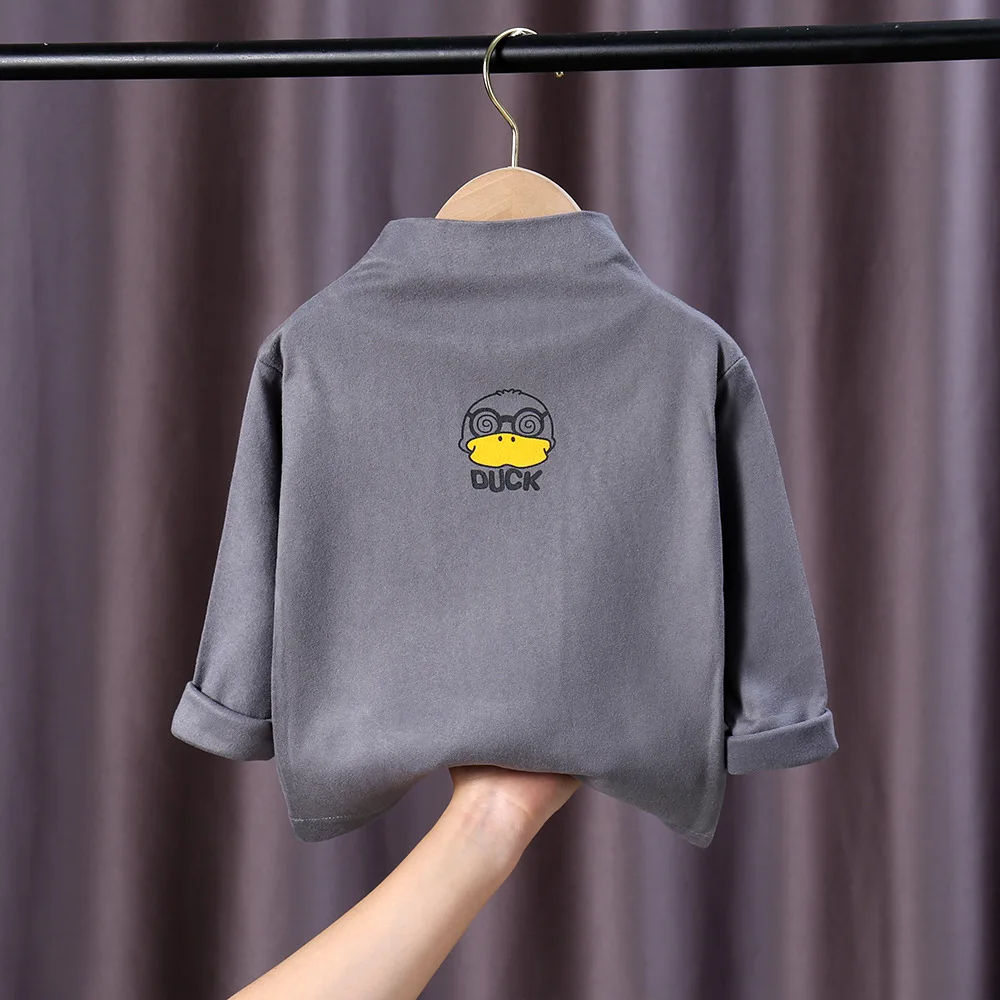 Winter Turtleneck Top Clothes Toddler Infant Unisex Fashion Cartoon Pritning Inner Wear Tee Kids Baby Girl Boy Underwear Tops