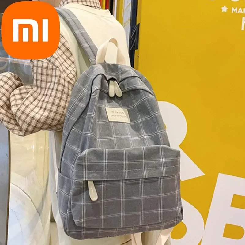 

Xiaomi Backpack Autumn 2022 Checked Canvas Backpack Backpack Simple and Lovely Schoolbag