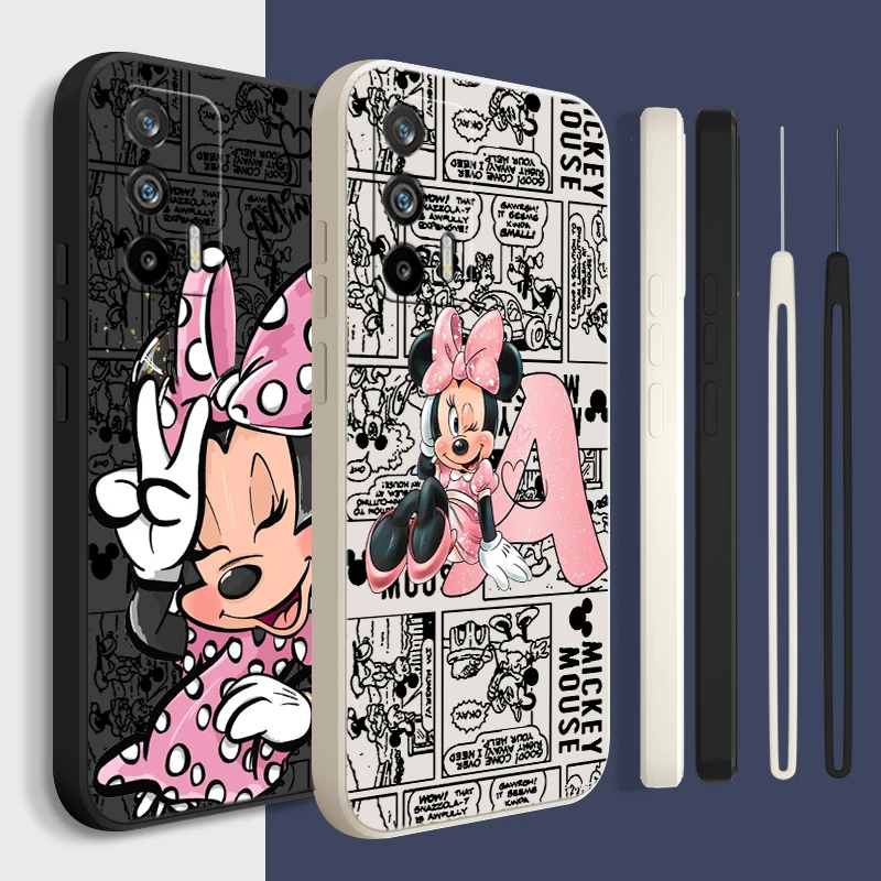 

Minnie Disney Mouse Cute For OPPO Reno 9 8 7 6 5 4 Z SE Pro Plus Lite Lite Liquid Rope Silicone Soft Phone Case